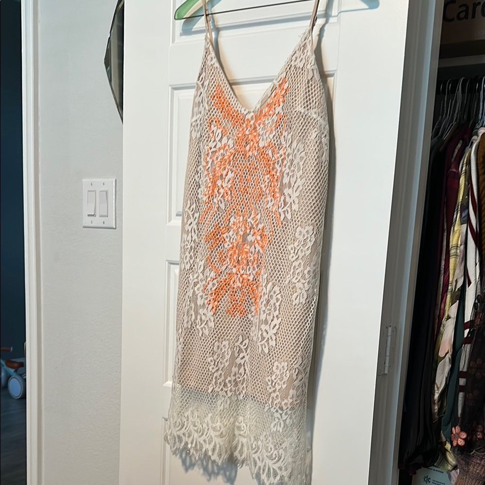 ASTR Beige Dress with Ivory Accents